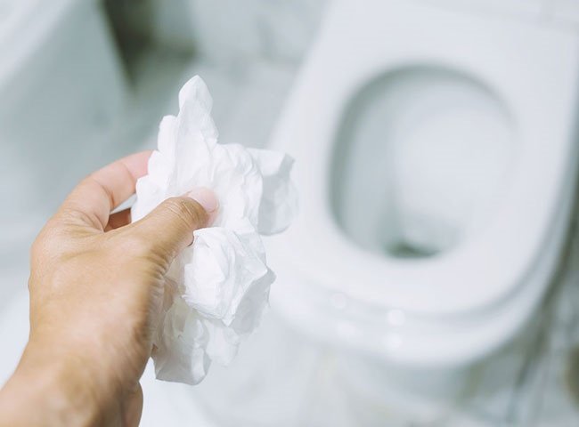Kh&ocirc;ng bỏ giấy vệ sinh v&agrave;o bồn cầu