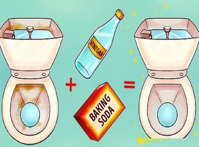 Baking soda và giấm giúp thông bồn cầu