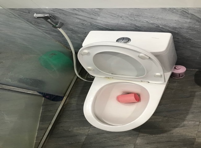 Tránh để vật dụng sinh hoạt rơi vào bồn cầu